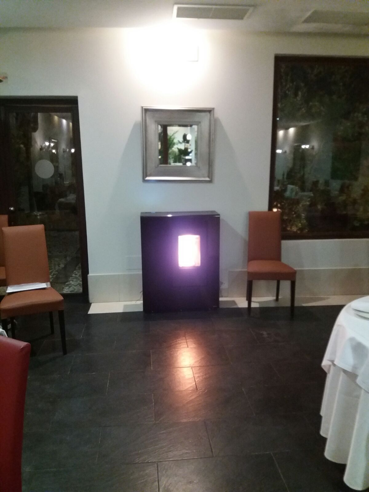 instalacion de estufa de pellets en restaurante